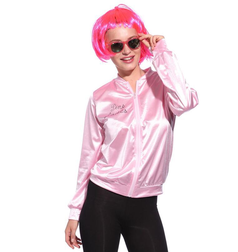 厂家直销外套万圣节扮演服饰粉色欧美夹克狂欢节节日舞台色丁夹克