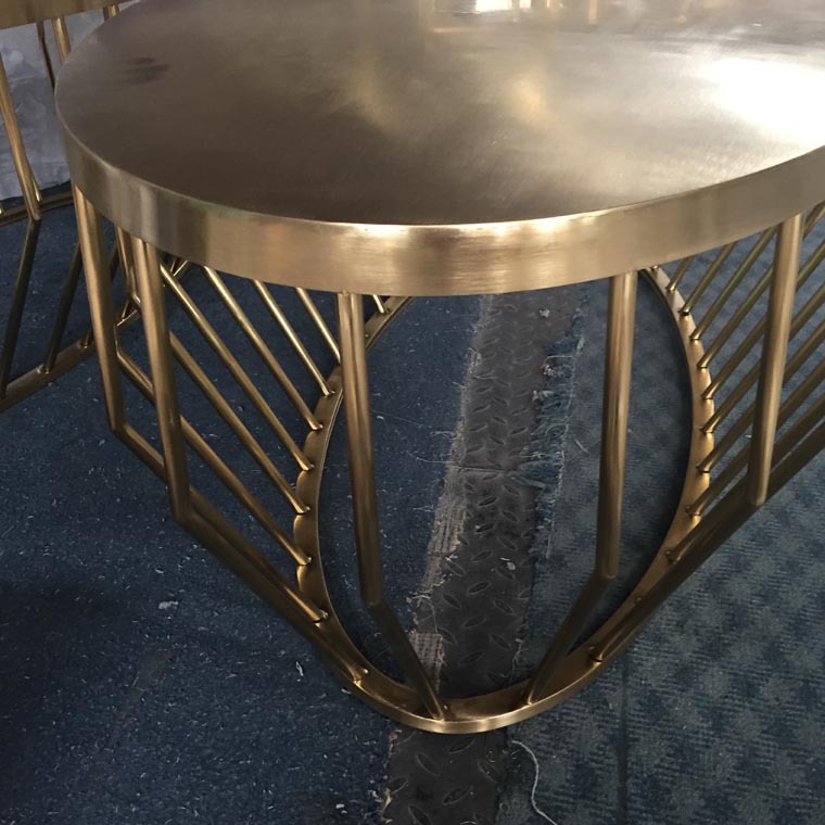 优品定做镀铜不锈钢茶几 现代款茶楼会所拉丝轻奢茶几厂家直供
