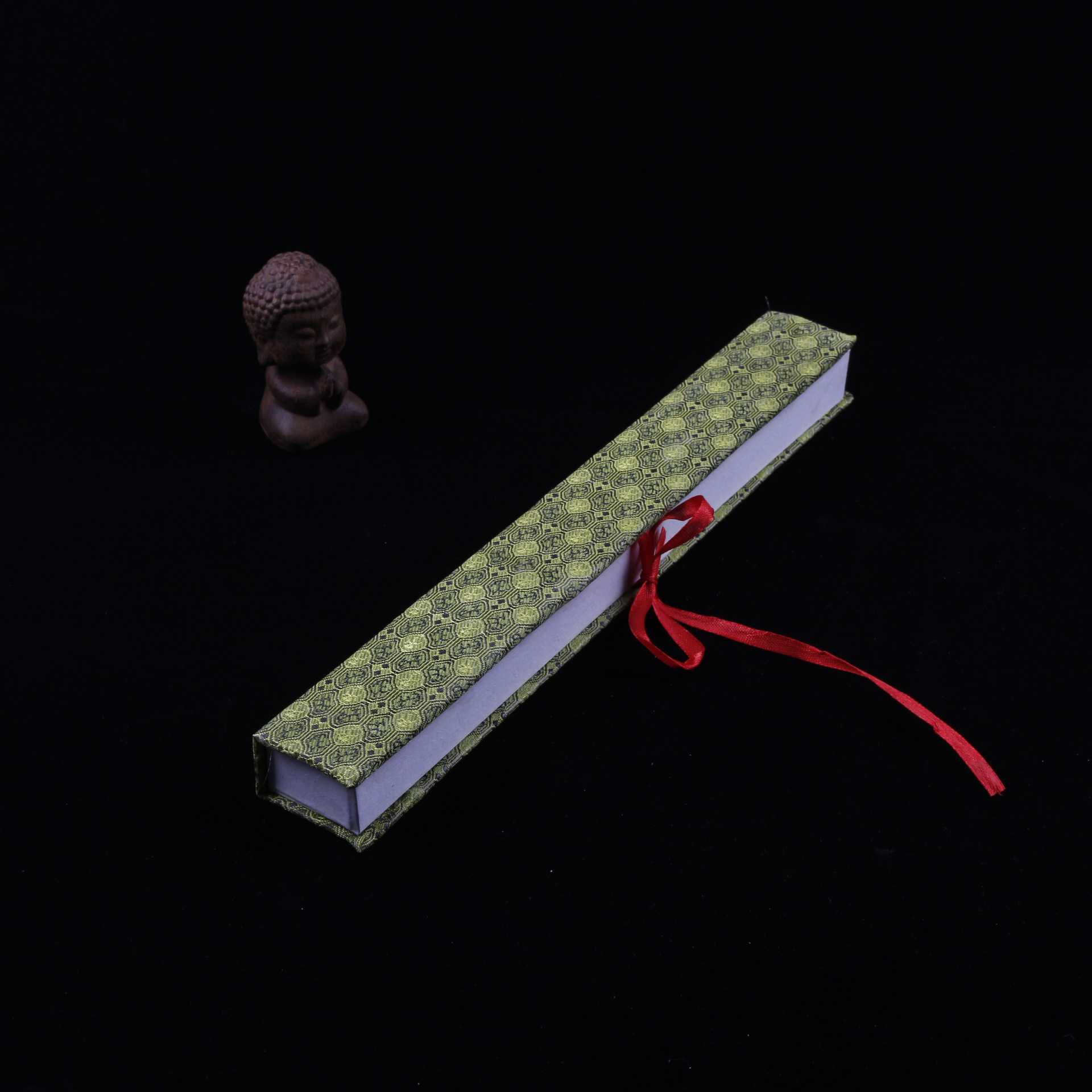 厂家直销批发毛笔文房四宝 单支装毛笔盒 精美锦布工艺礼品