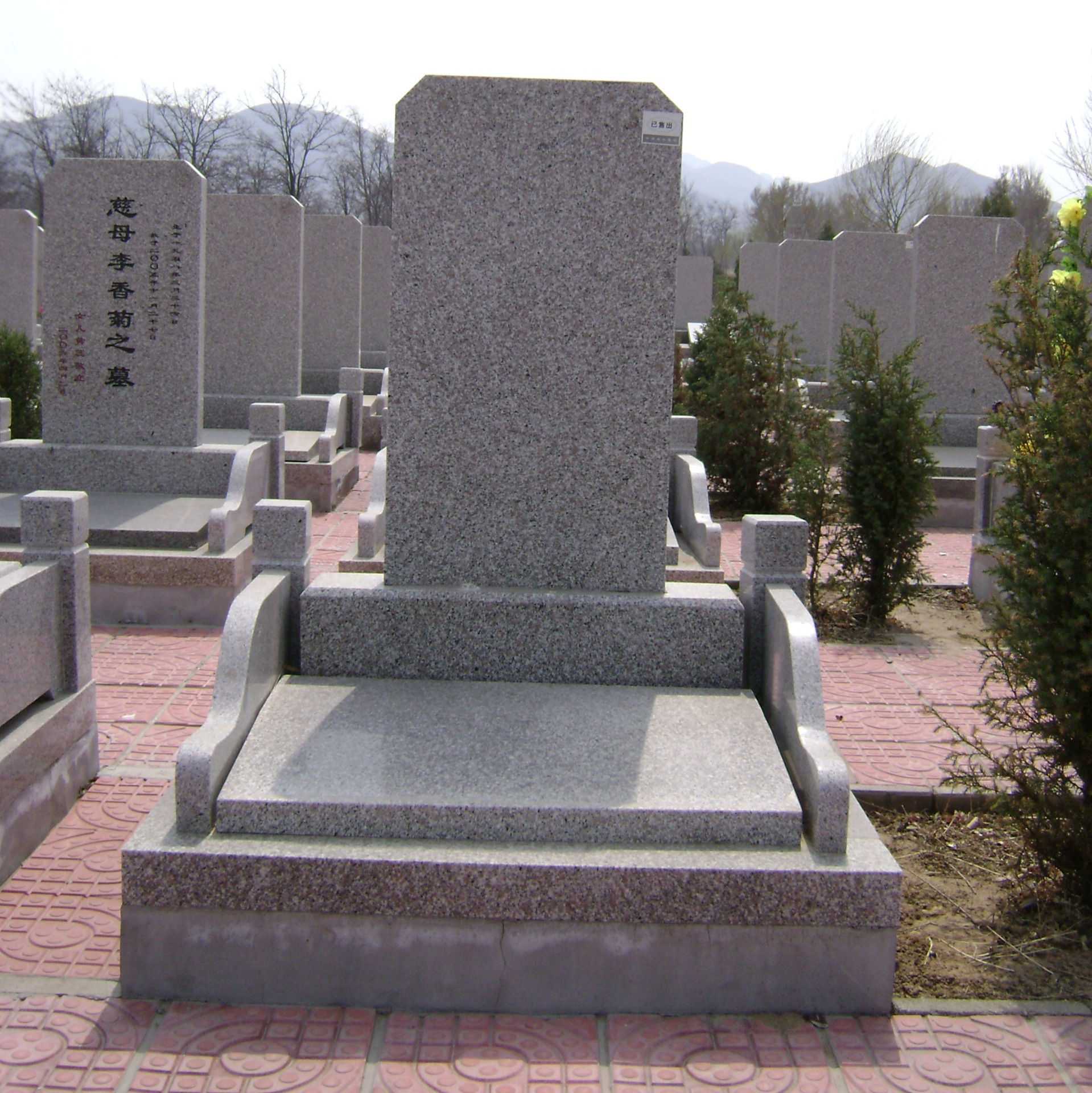 石雕墓碑花岗岩 天然石材大理石中国黑组合刻字 农村土葬