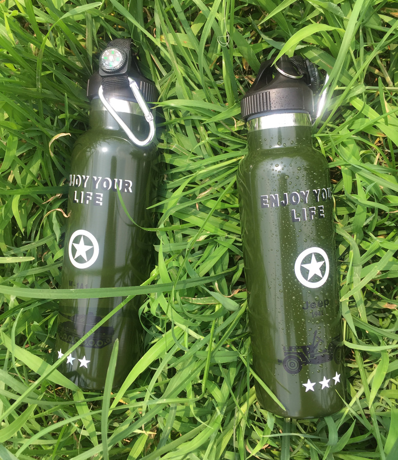迷彩304真空不锈钢军训用保温水杯瓶户外野营水壶水杯