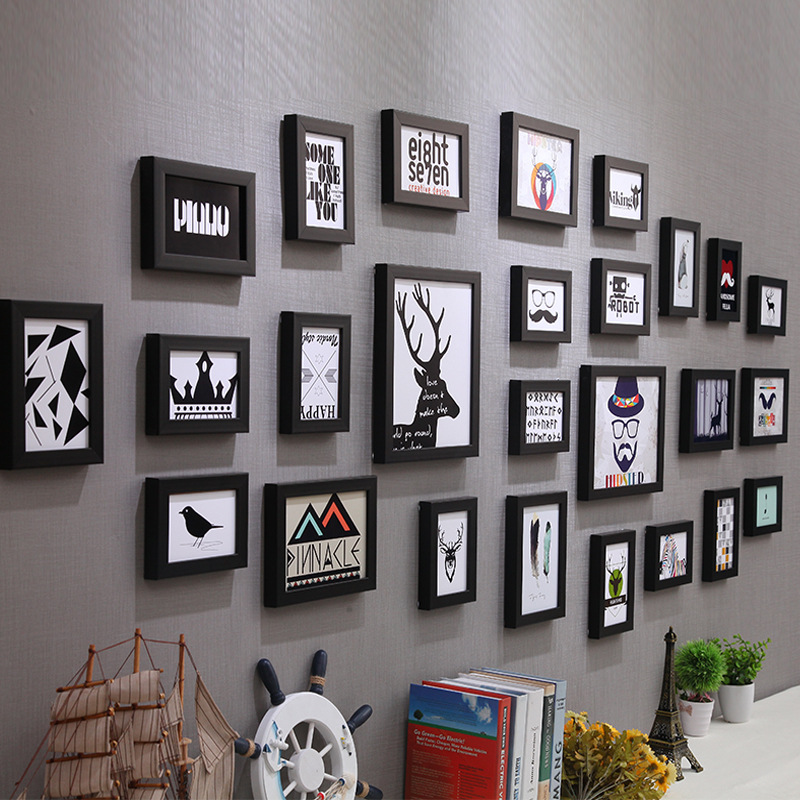 景宇26框时尚异形组合照片墙 创意家居相框墙 ps发泡照片挂墙