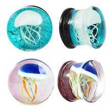 欧美流行饰品玻璃耳扩耳钉海洋水母扩耳器亚马逊EBAY流行销售新款