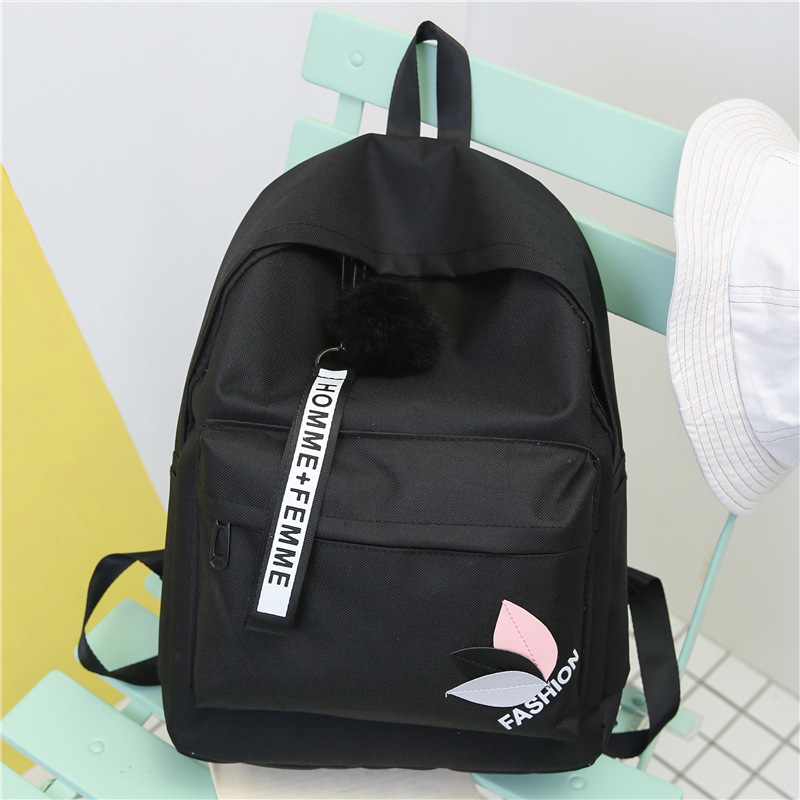 2020 Autumn New Leaf Ribbon Backpack Women's Bag Backpack Student Schoolbag Canvas Fashion Backpack