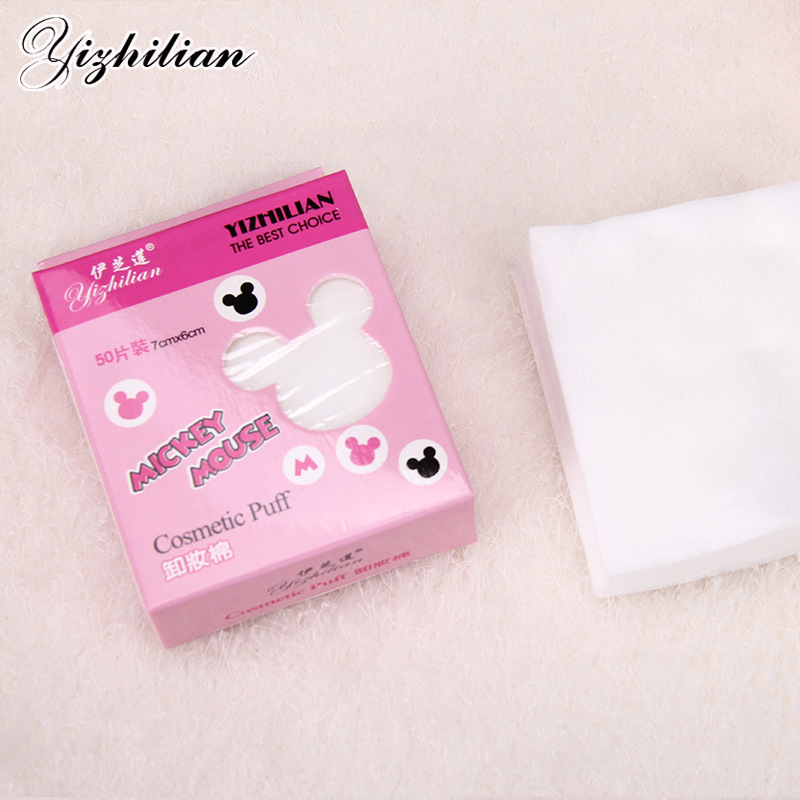 Yizhilian Makeup Cotton Box-Packed Non-Woven Cleansing Cotton 50 Pieces Factory Direct Sales Makeup Paper Fiber Disposable Cotton Cloth