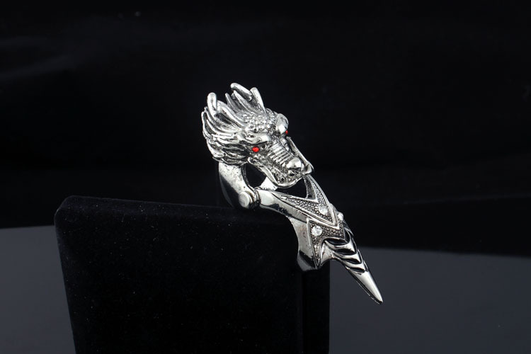 韩版外贸古装影视兰陵王龙尖锥关节戒指/ 古代男士指环/饰品个性