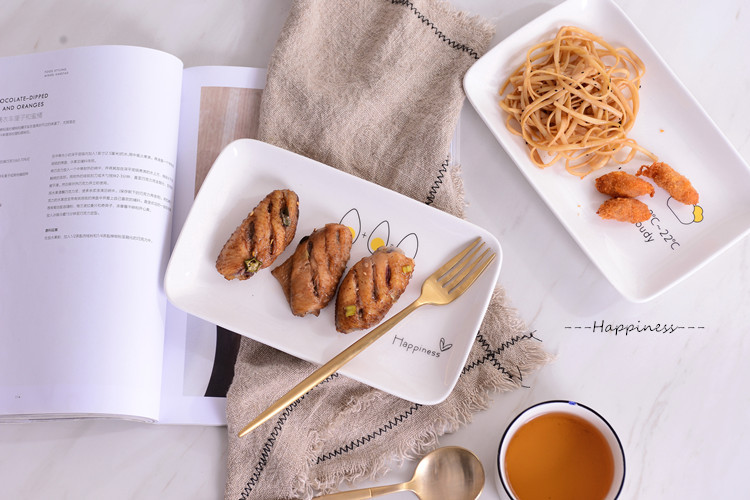 北欧陶瓷盘创意长方盘子早餐盘鸡蛋盘时间盘子天气预报瓷盘水果盘