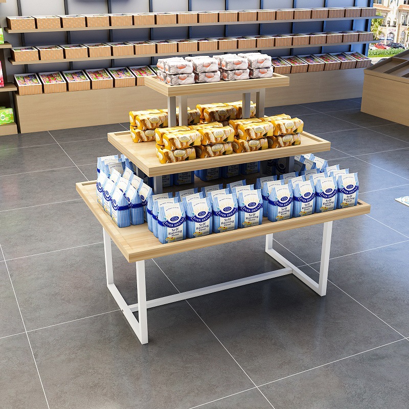 超市促销台中岛台展架堆头便利店母婴店化妆品店文具店三层流水台
