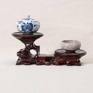 天然实木葫芦底座红木镂空根雕底座水晶球奇石蛋跳底托圆形摆件-阿里