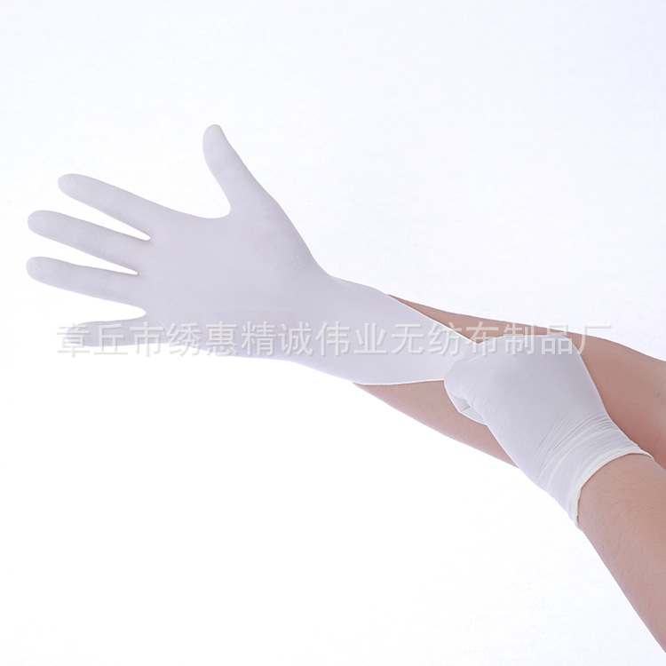 Shandong Factory White Blue Nitrile Gloves Latex Gloves Industrial Disposable Acid and Alkali Resistant Gloves