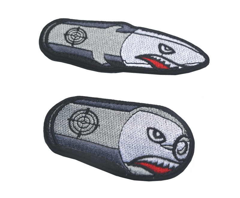 现货 精美3d刺绣鲨鱼导弹魔术贴 让子弹飞背包贴臂章 布贴 补丁