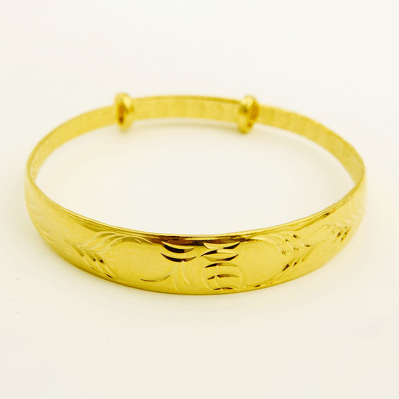 海底金意大利金波斯金火熔金火烧金镀金仿金首饰12mm推拉福字手镯