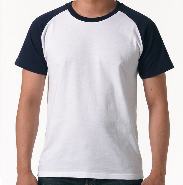 棉t恤插肩棉短袖牛角袖男士撞色彩边空白文化衫批发