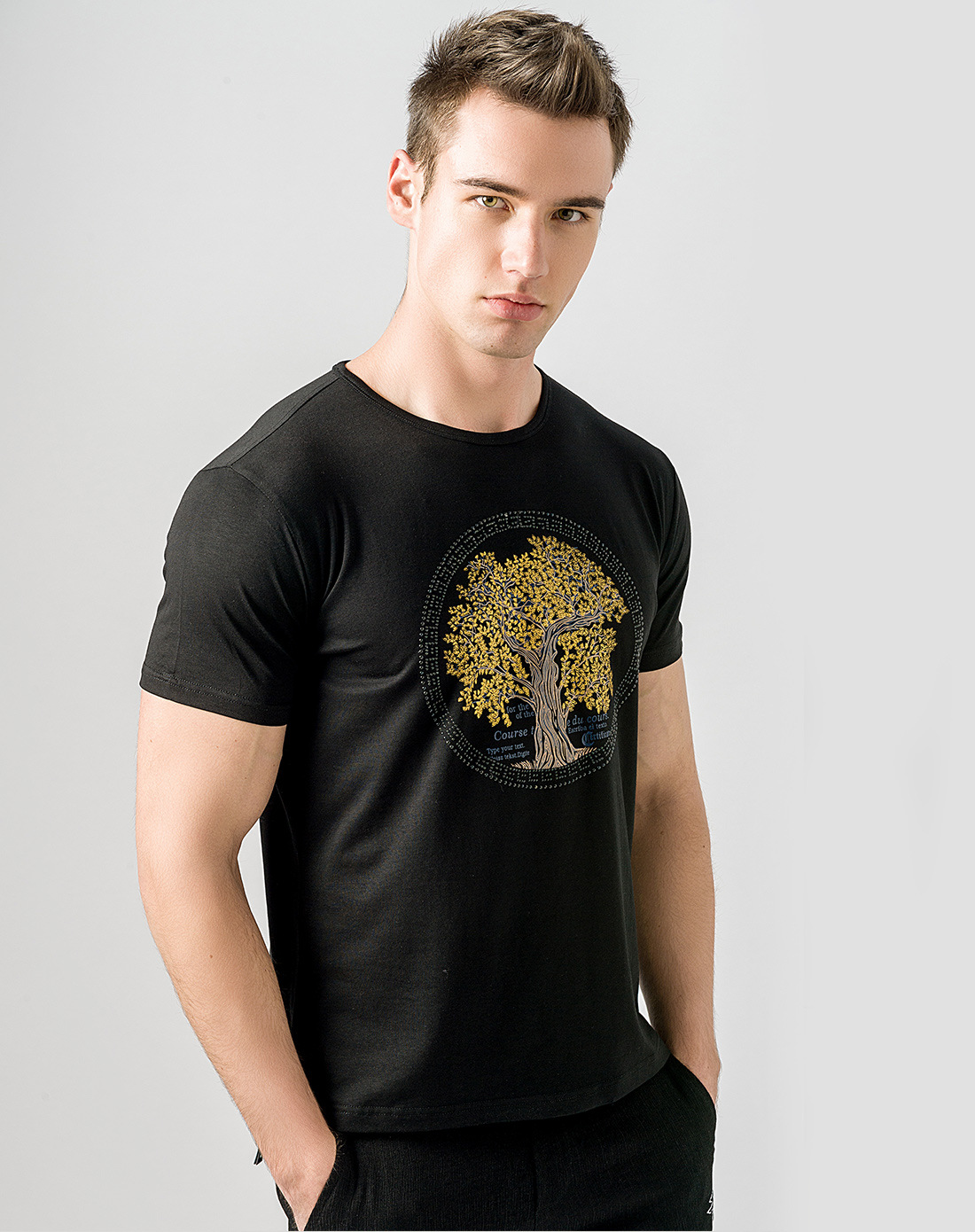 鳄鱼恤品牌男装 男士短袖t恤 男式圆领时尚印花短袖t恤8261311