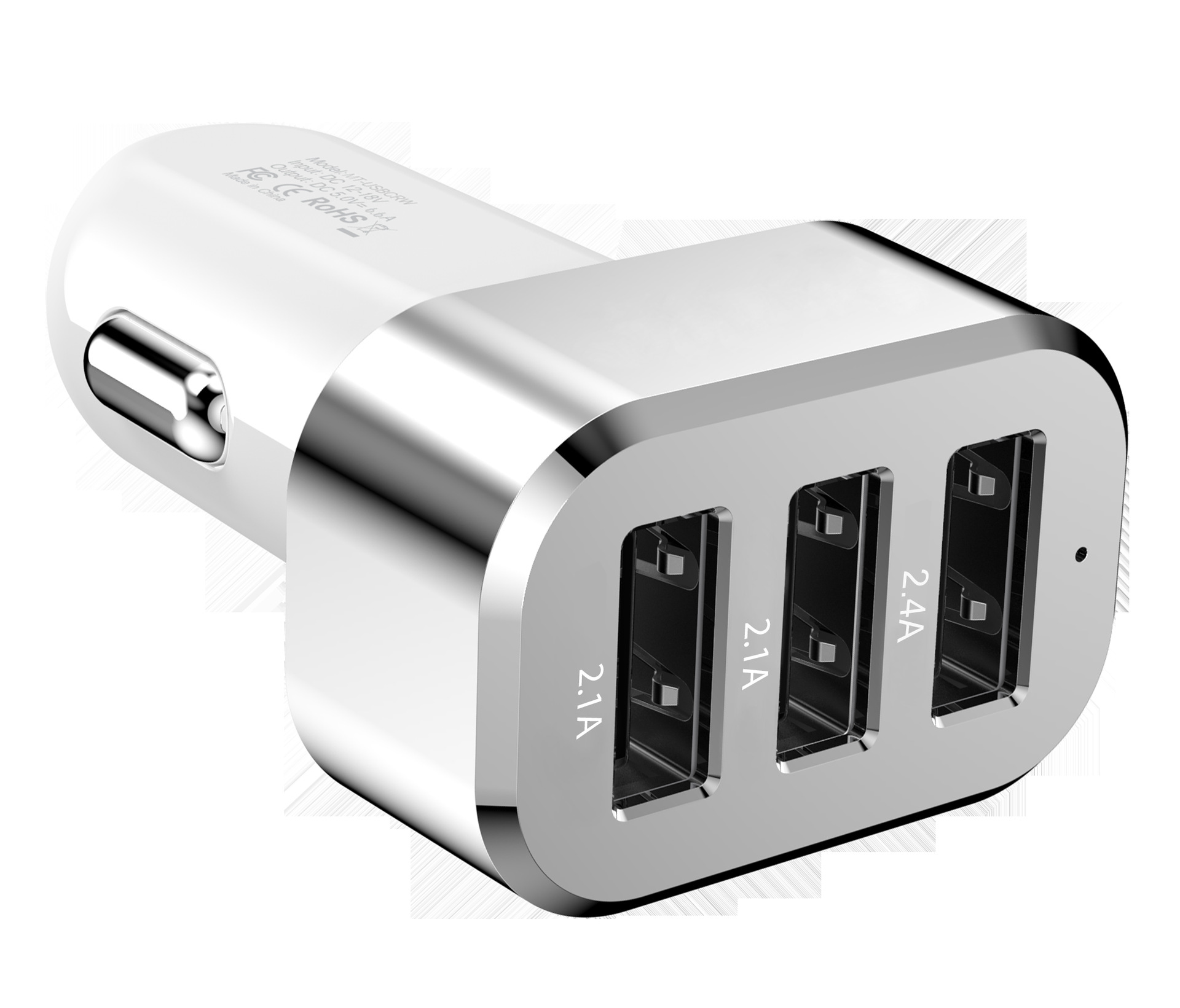 厂家直销多功能车载充电器6.6a 三口铝合金 智能电子产品