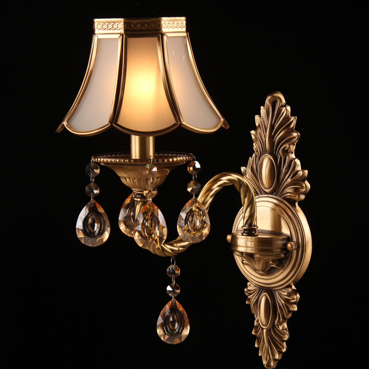 阿灯单头欧式全铜壁灯客厅卧室灯过道玄关阳台焊锡灯罩壁灯具2926