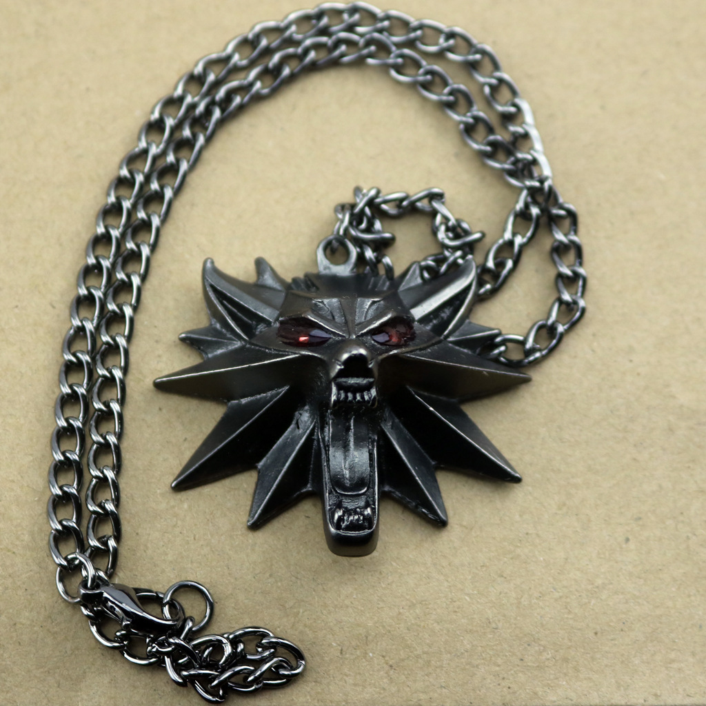 the witcher巫师3 狩魔猎人 猎魔人合金立体狼头吊坠动漫游戏新品