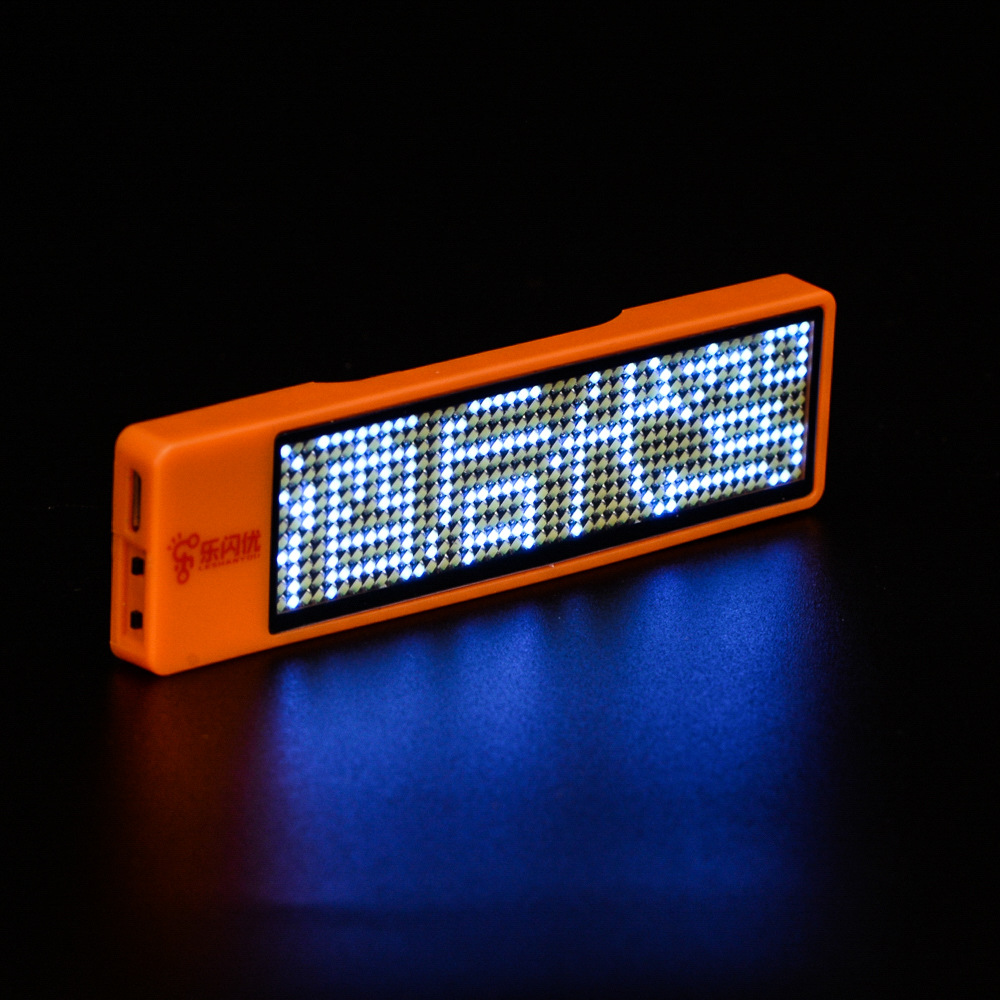 led发光胸牌定制内容滚动走字别针磁铁工号牌白色显示