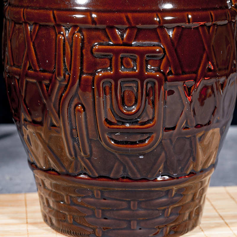 陶瓷存酒坛子粗陶酒字装饰酒壶土陶空泡酒罐酒缸二三五十斤装酒瓶