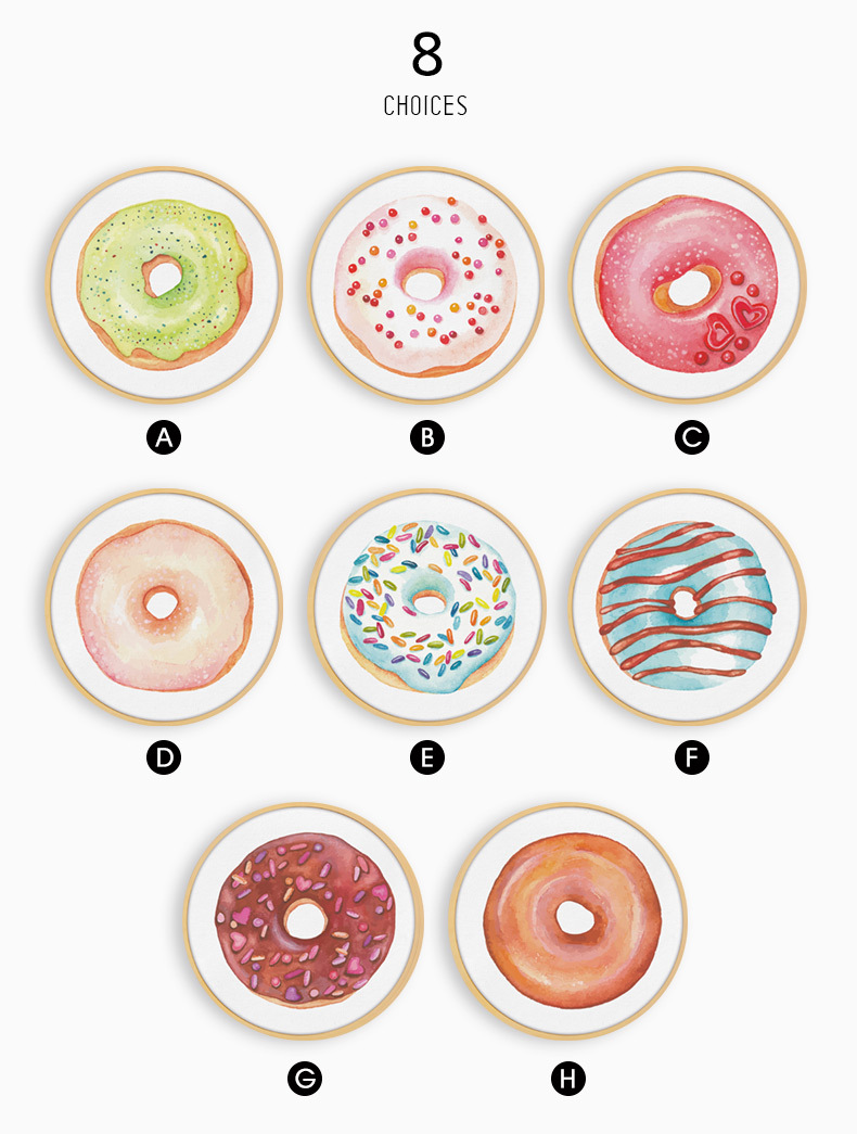 北欧时尚客厅装饰画儿童房实木圆形挂画 粉色甜甜圈少女壁画 f02