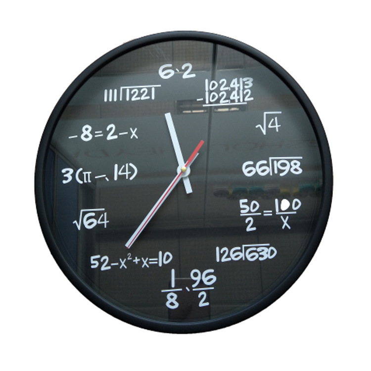 创意数学公式圆形钟表  12寸塑料挂钟 厂家批发 可加logo