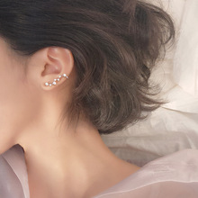 s925银耳夹女韩版小清新镶钻七星耳排气质一式两戴排钻耳坠E7041