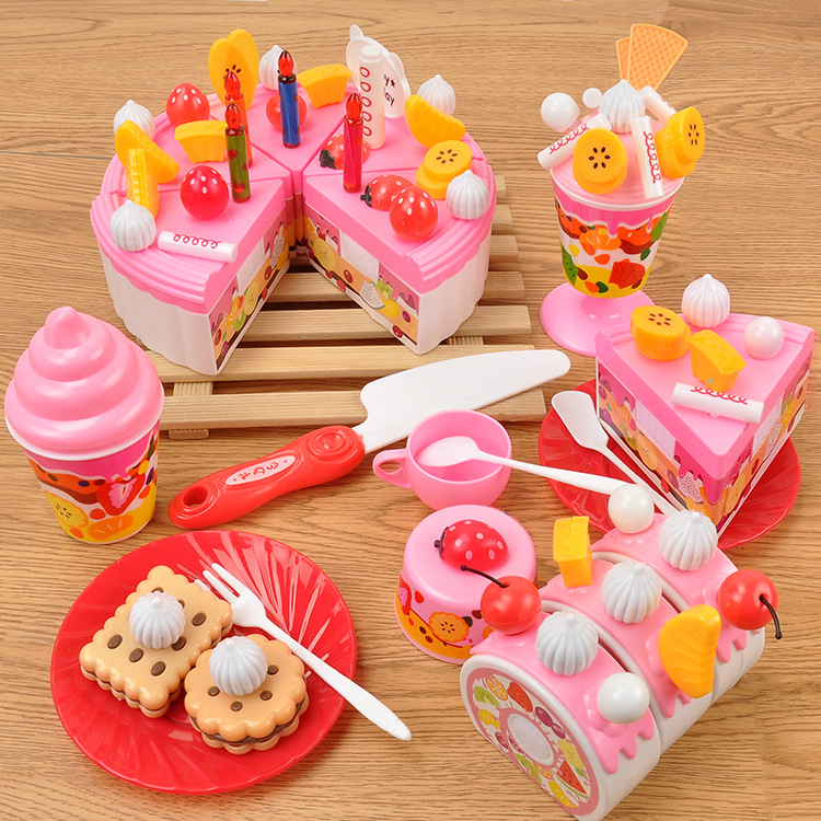 女孩过家家玩具水果生日蛋糕diy套装73件套仿真厨房切切玩具