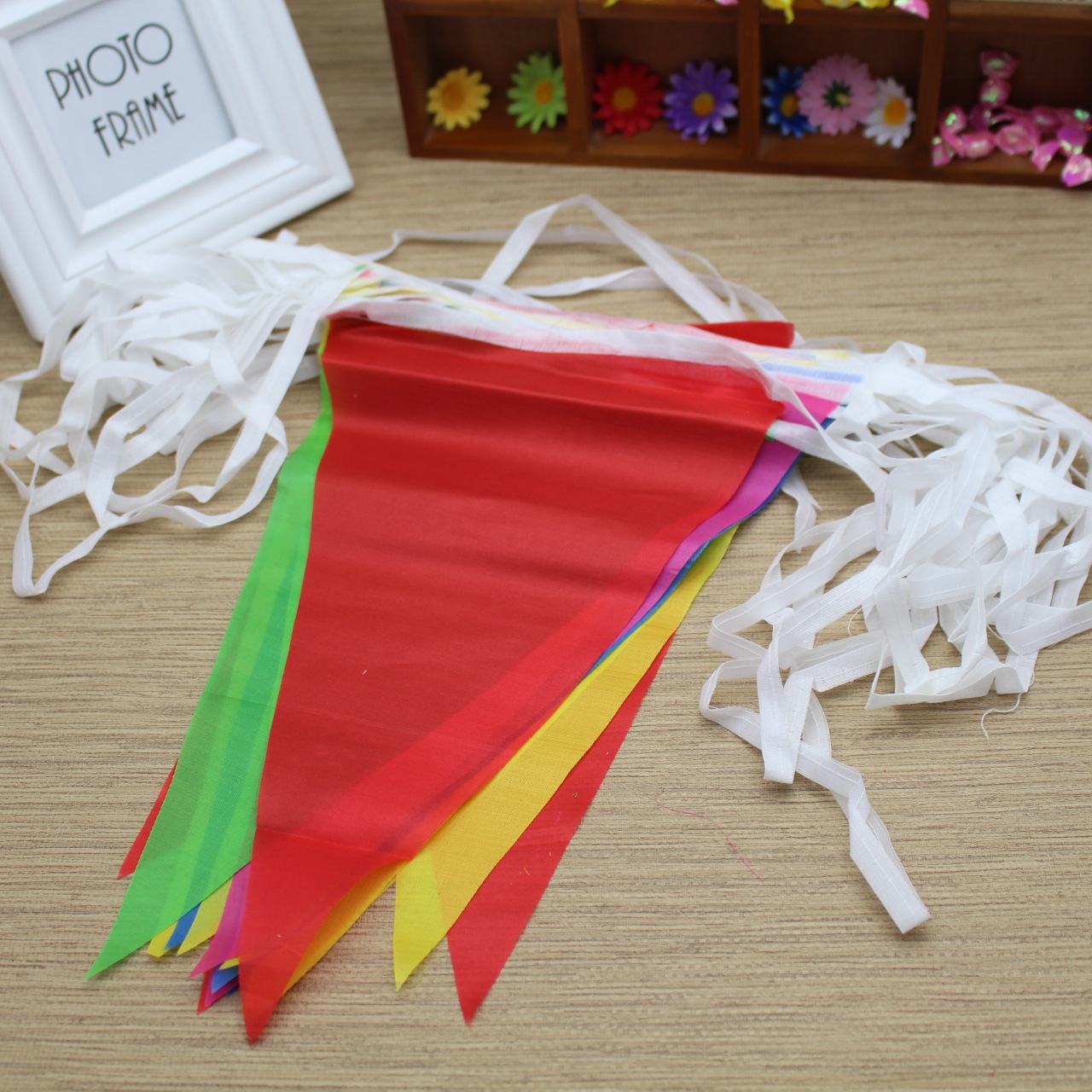 批发中号彩色三角串旗 7米长 彩色三角旗 七米中号彩旗