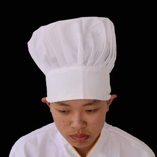 自产自销 白色厨师帽 高方圆顶酒店餐厅厨师布帽子 百褶蘑菇帽