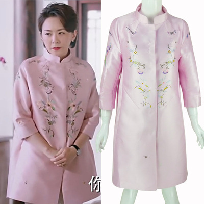 春女装因为遇见你潘仪君徐卉婕同款五分袖印花外套连衣裙套装3890