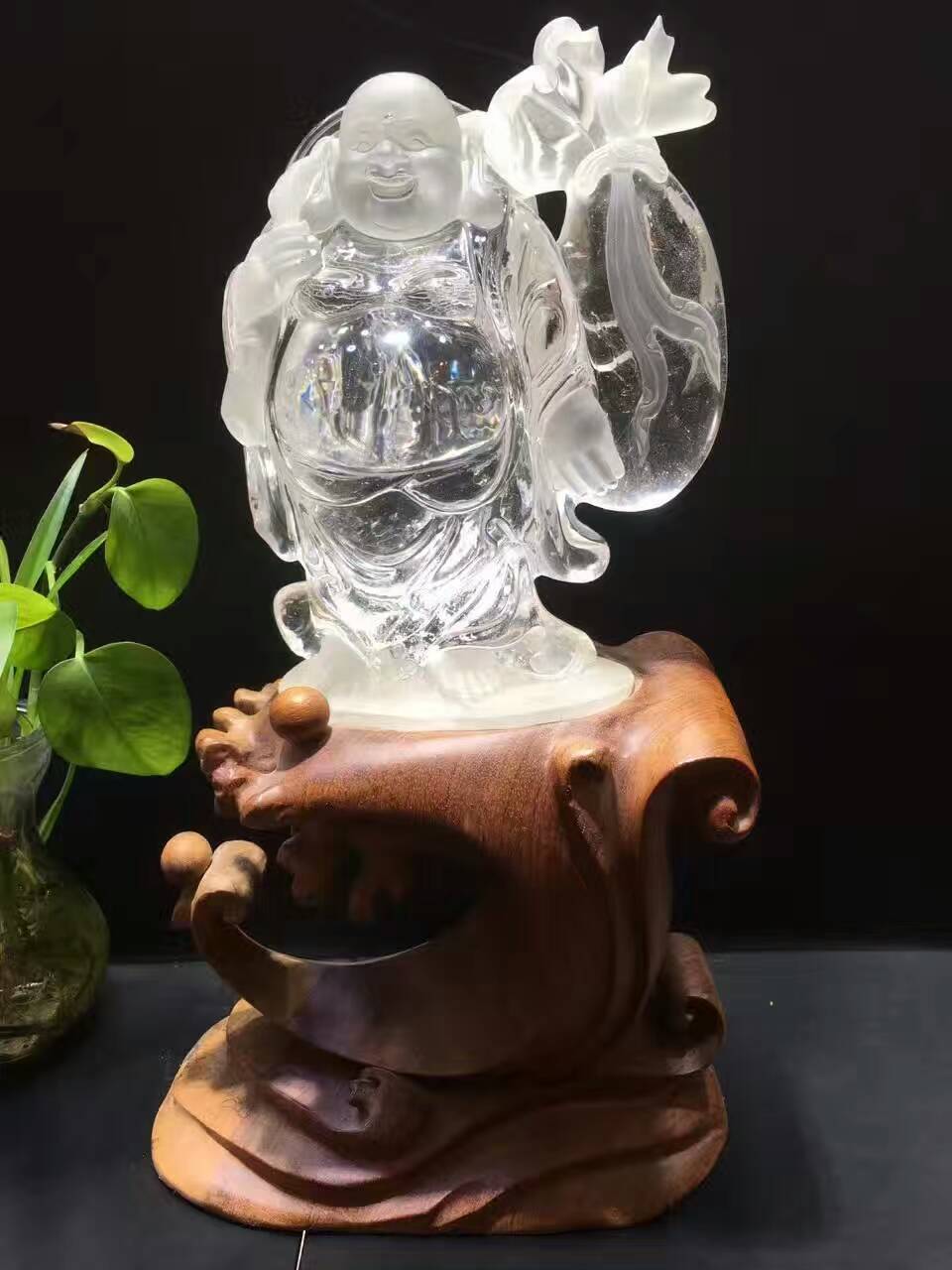 天然白水晶布袋佛摆件4.3公斤
