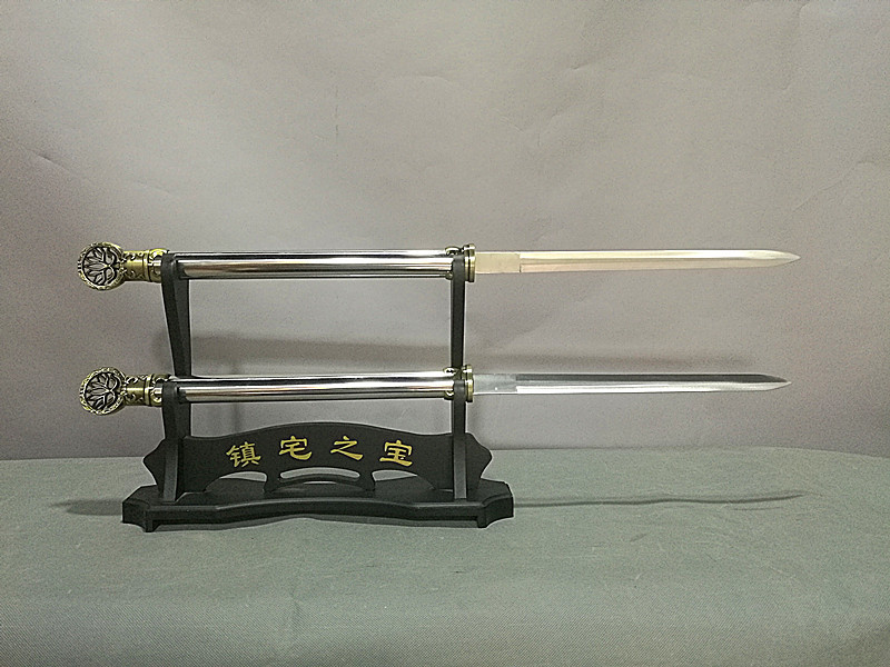 龙泉刀剑 不锈钢大号莲花双剑 (hk-766) 特价厂家直销 未开刃