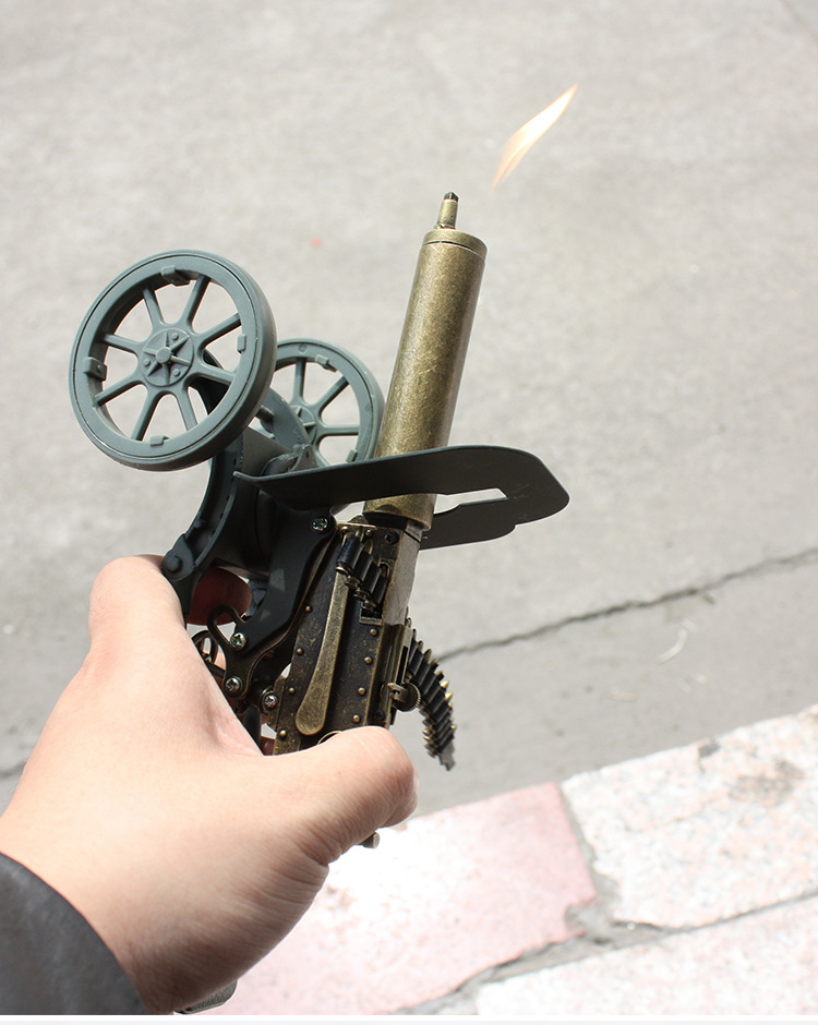 华丰a21重机枪家居办公室装饰摆件台式充气明火打火机厂家直销