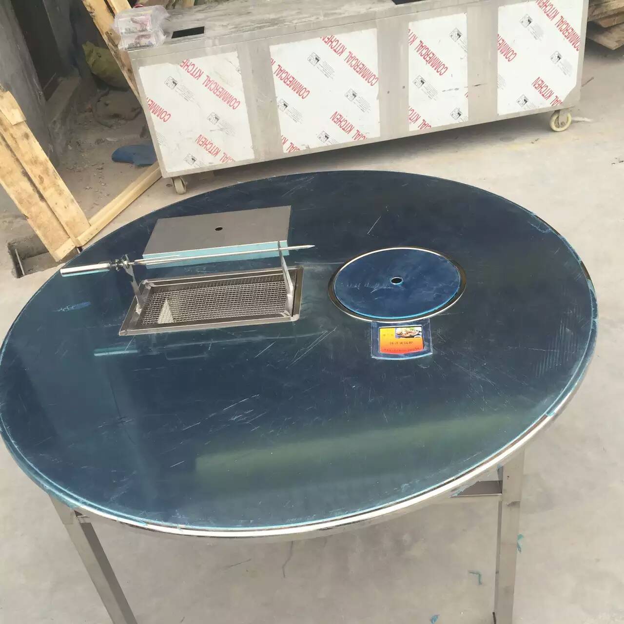 批发无烟不锈钢木炭烧羊腿桌子 烧烤店专用大排档木炭烤羊腿桌