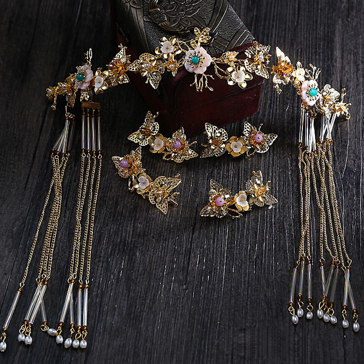 2017新品新娘优质古装头饰套装中式结婚龙凤褂秀禾服凤冠配饰品