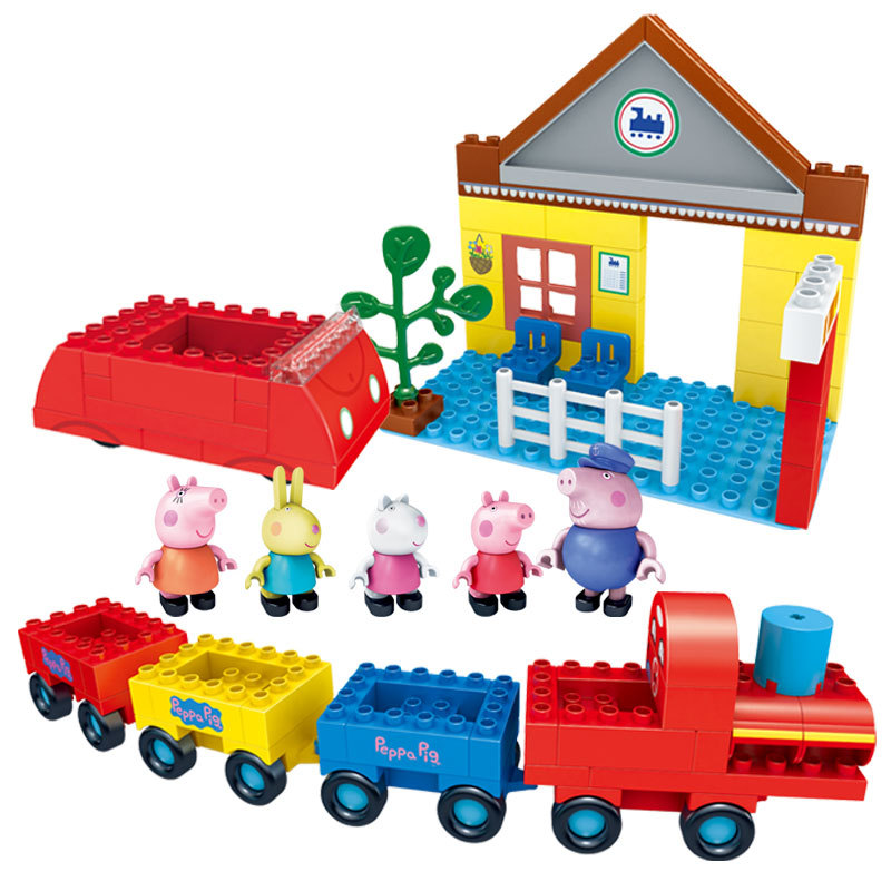 a06239邦宝小猪佩佩猪 坐车去游玩大颗粒拼装积木益智玩具
