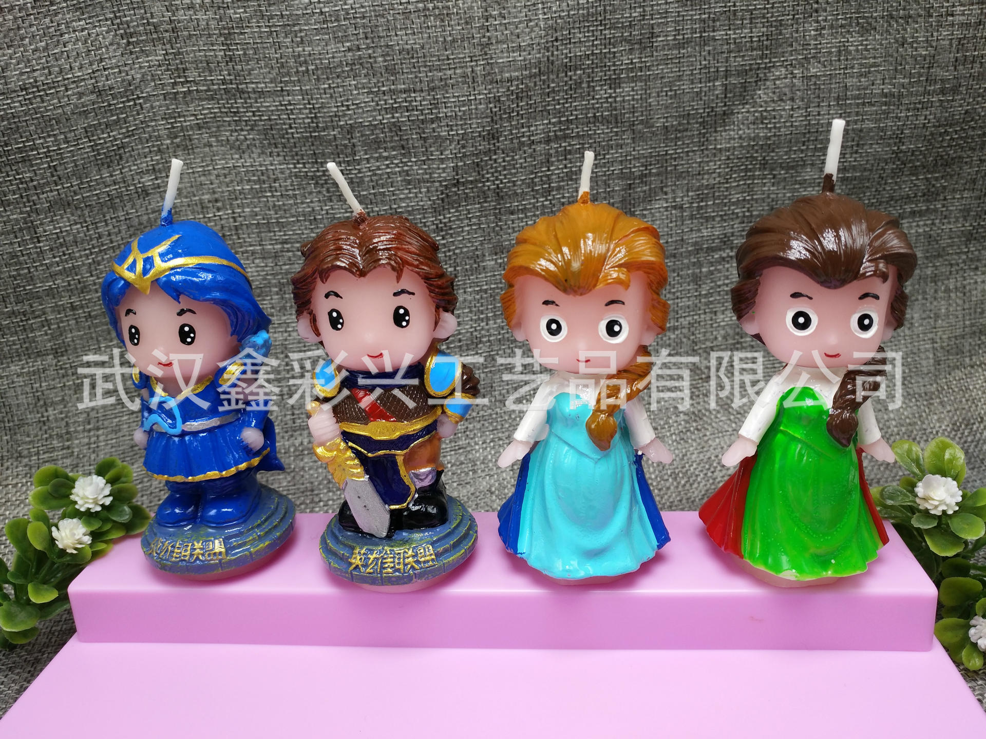 鑫彩兴工艺蜡烛厂家直销 白雪公主卡通彩绘蜡烛 pvc胶盒装 送底托