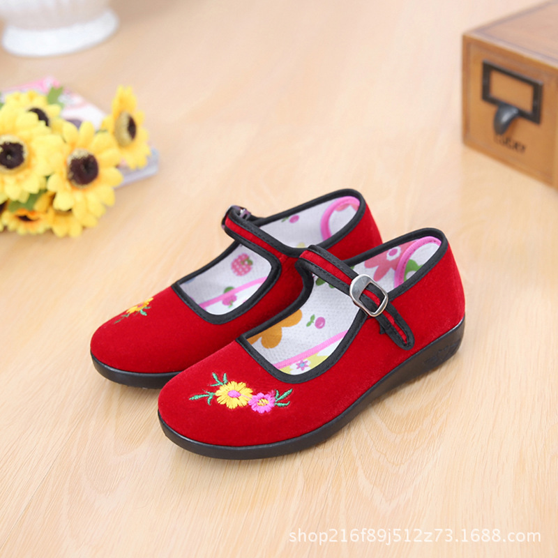 Old Beijing Craft Children's Cloth Shoes Embroidered Dancing Shoes Student Shoes Stage Performance Shoes Breathable Soft Bottom Kids' Casual Shoes