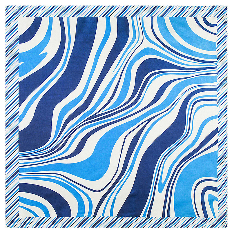 麦桐丝巾 60cm*60cm春季新款 几何波浪条纹 女士小方巾丝巾围巾