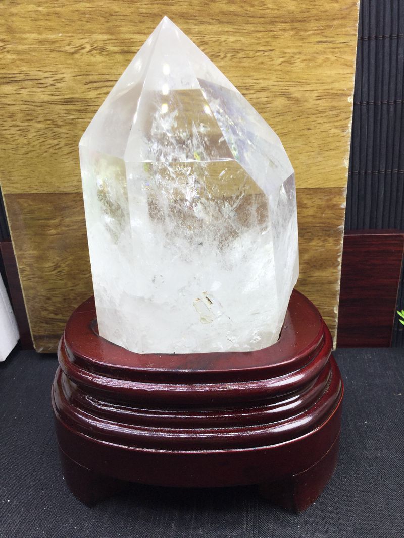 天然白水晶柱摆件 白水晶景石 原石 高端大气居家办公室风水摆件