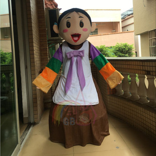 小女孩卡通人偶服装穿表演道具服官帽小女孩服饰行走卡通玩偶财神