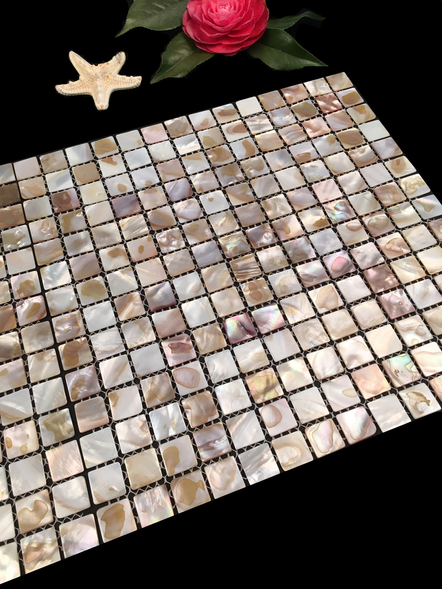 九江 天然贝壳油花 贝壳马赛克 正方形有缝网拼 时尚家装材料