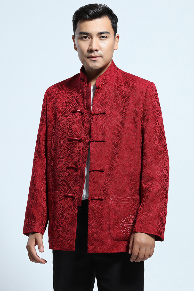 新款男装秋冬季长袖唐装外套中老年中式上衣中国风爸爸装男唐装