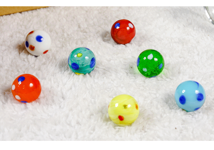 手工玻璃球弹珠精彩球20mm玻璃珠小足球波点五彩珠珠厂家直销定制