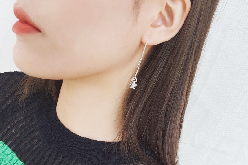 时尚猫鱼耳线长款流苏耳环个性韩国可爱小猫鱼骨猫和鱼耳钉耳饰