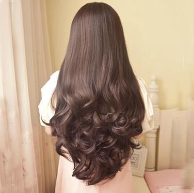 新款假发女长卷发斜刘海超长大卷发大波浪蓬松发时尚韩国发套批发