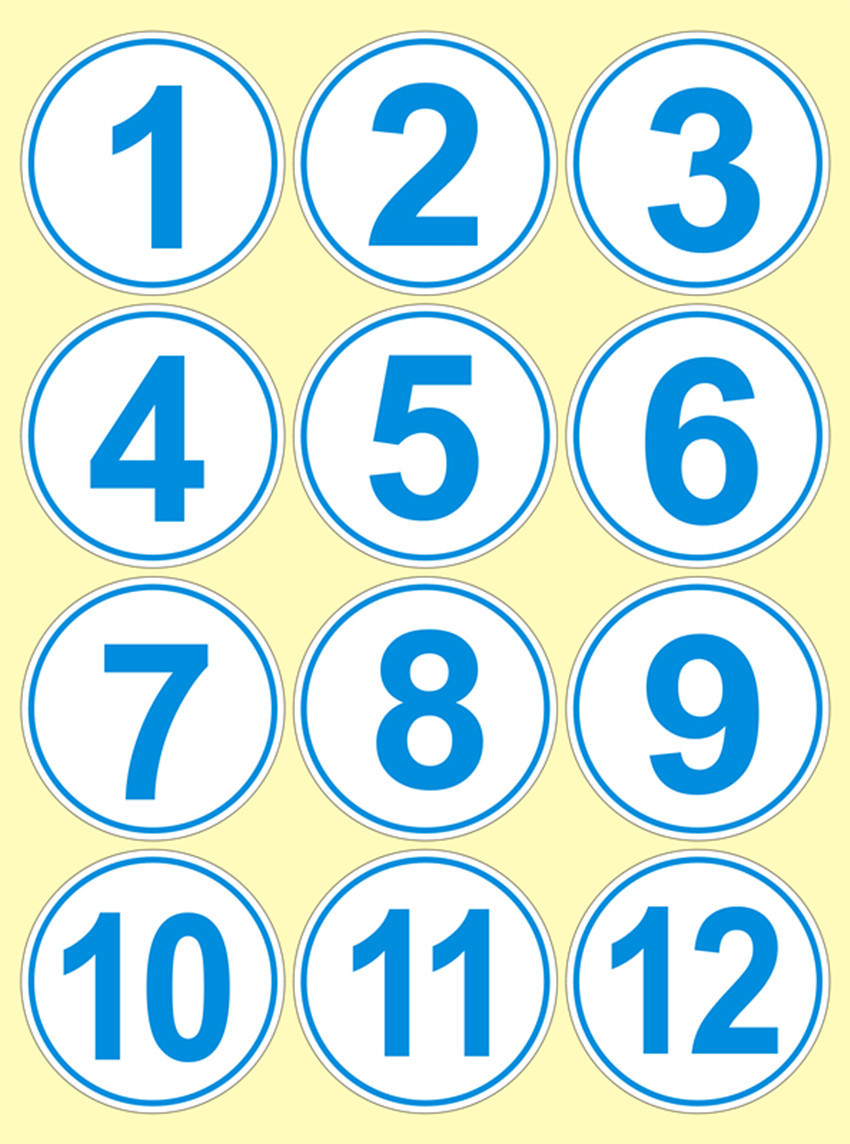 蓝色大号数字贴纸数字顺序号码贴纸 网吧号码贴楼层贴纸1-108号