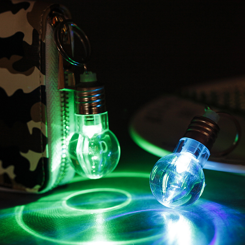 led发光七彩灯泡钥匙扣定制创意玩具小礼品活动赠送挂件新奇饰品