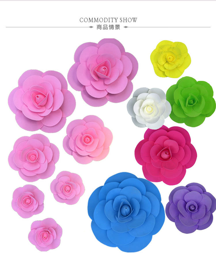 泡沫纸花玫瑰花影楼婚庆活动现场布置平底玫瑰婚礼舞台装饰花