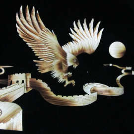 民间手工艺品制作麦秆画芦苇画大展宏图家具装饰画